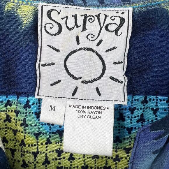 Surya Vintage Jacket Button Up Artsy Multi-Pattern Asian Patchwork Print Size M - Picture 3 of 16
